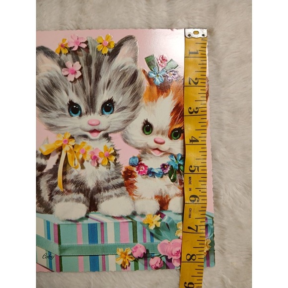 Vintage Coby Greeting Card Large Two Kittens Get Well Retro - Picture 4 of 5